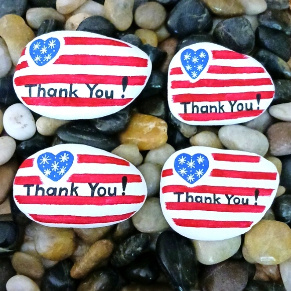 Hand Painted Rock - Thank You for Your Service! - Picture 2 of 4